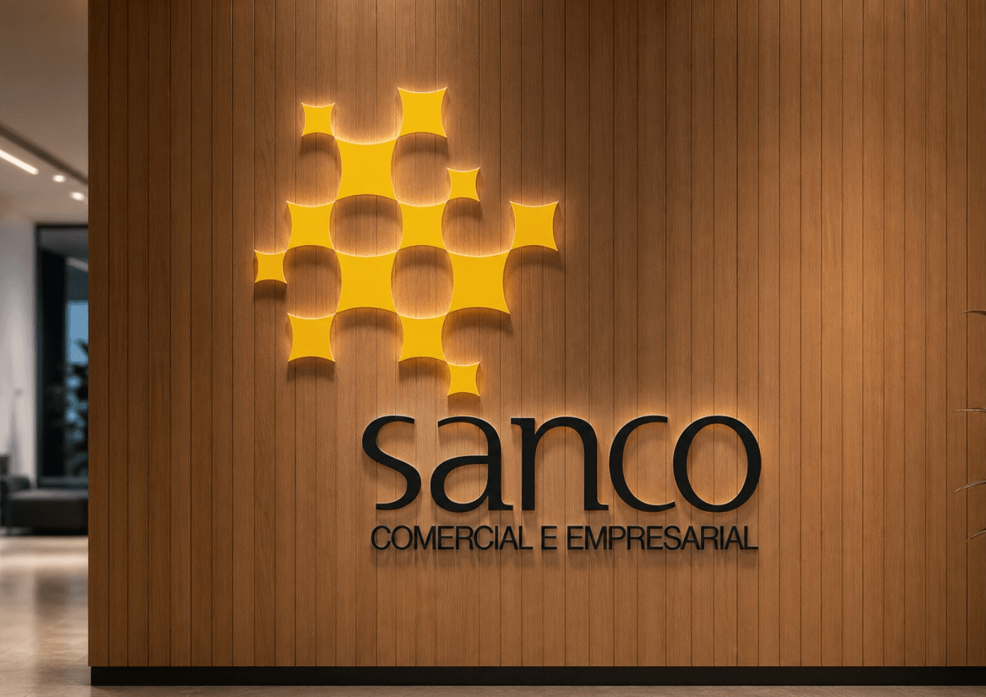 Ambiente corporativo da Sanco Comercial e Empresarial